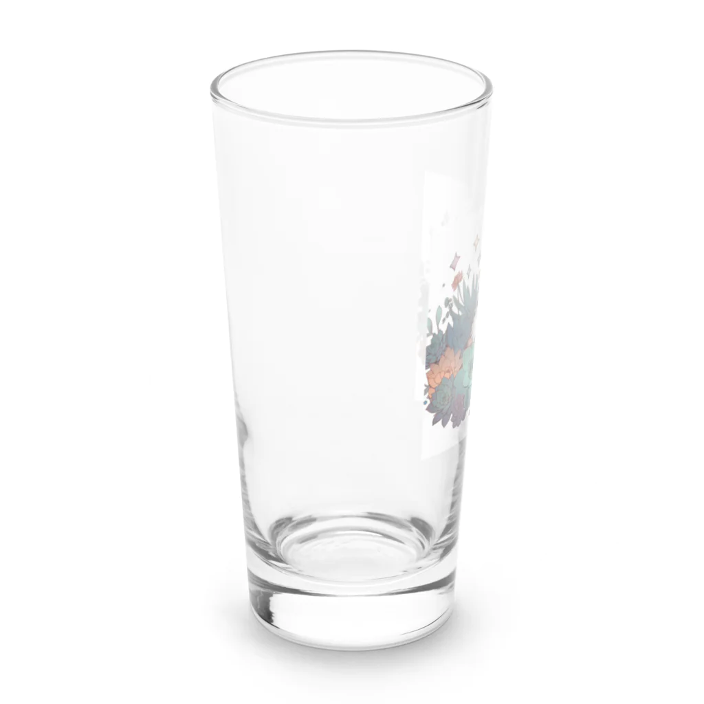 わんにゃんsucculentの猫と多肉 Long Sized Water Glass :left