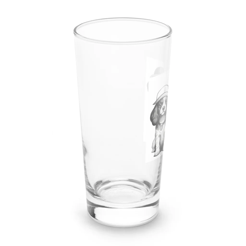 動物夫婦イラスト屋さんの帽子を被った犬夫婦 Long Sized Water Glass :left