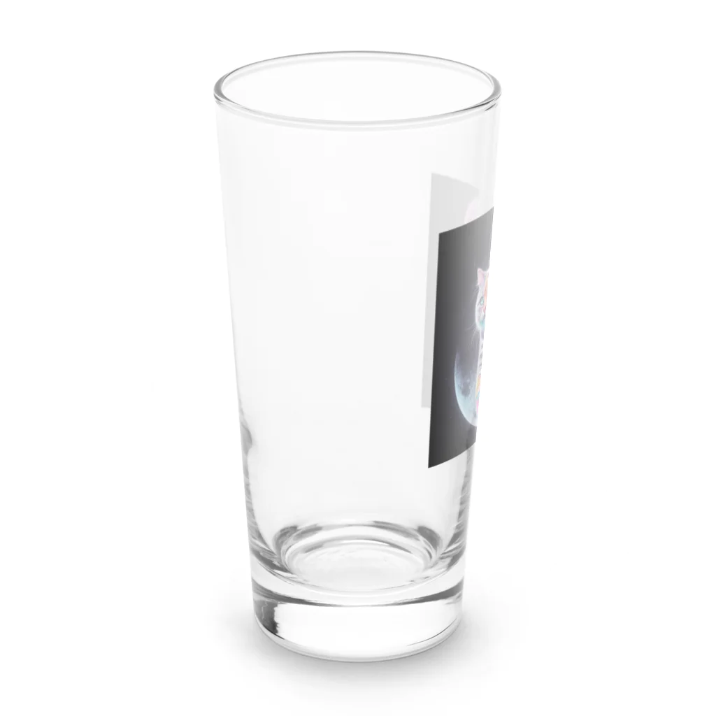 ニャーちゃんショップのムーンキャット【月で暮らす猫】 Long Sized Water Glass :left