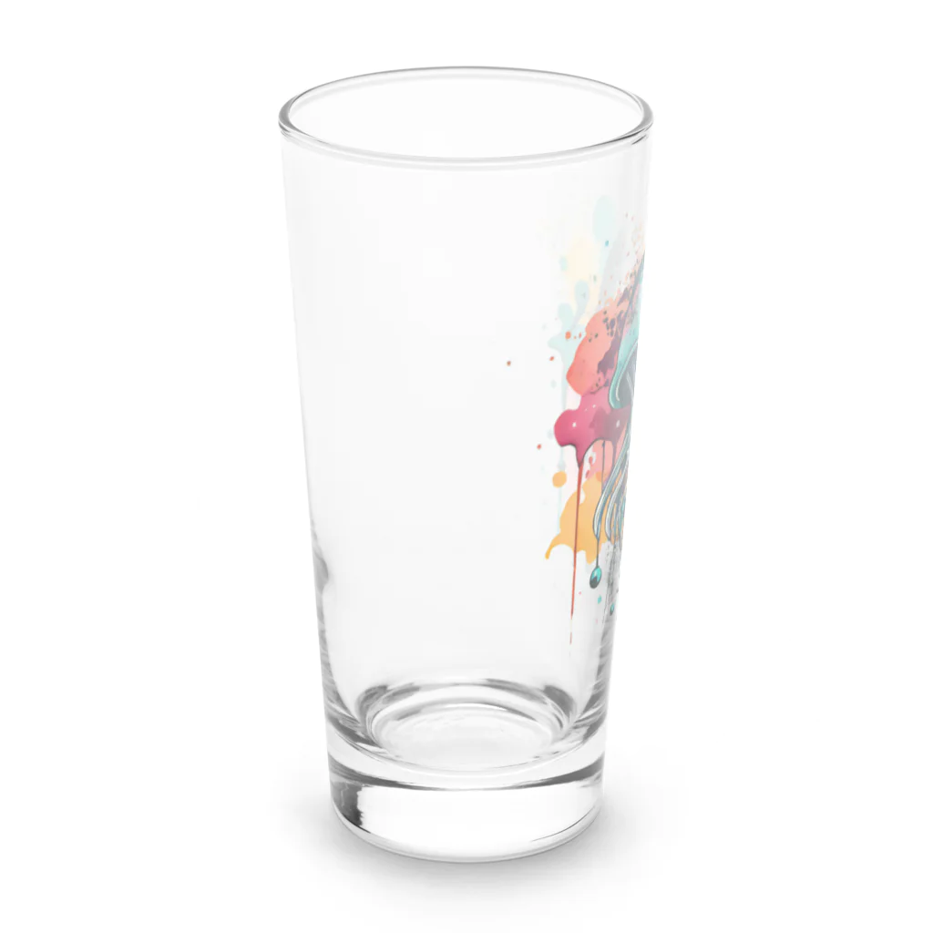 Moodifyのサイバーパンククラゲ　ミズクラゲ　水彩画スプラッシュ Long Sized Water Glass :left