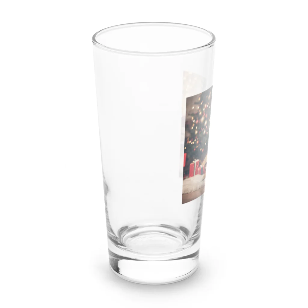 yumena_のクリスマスを満喫する犬 Long Sized Water Glass :left