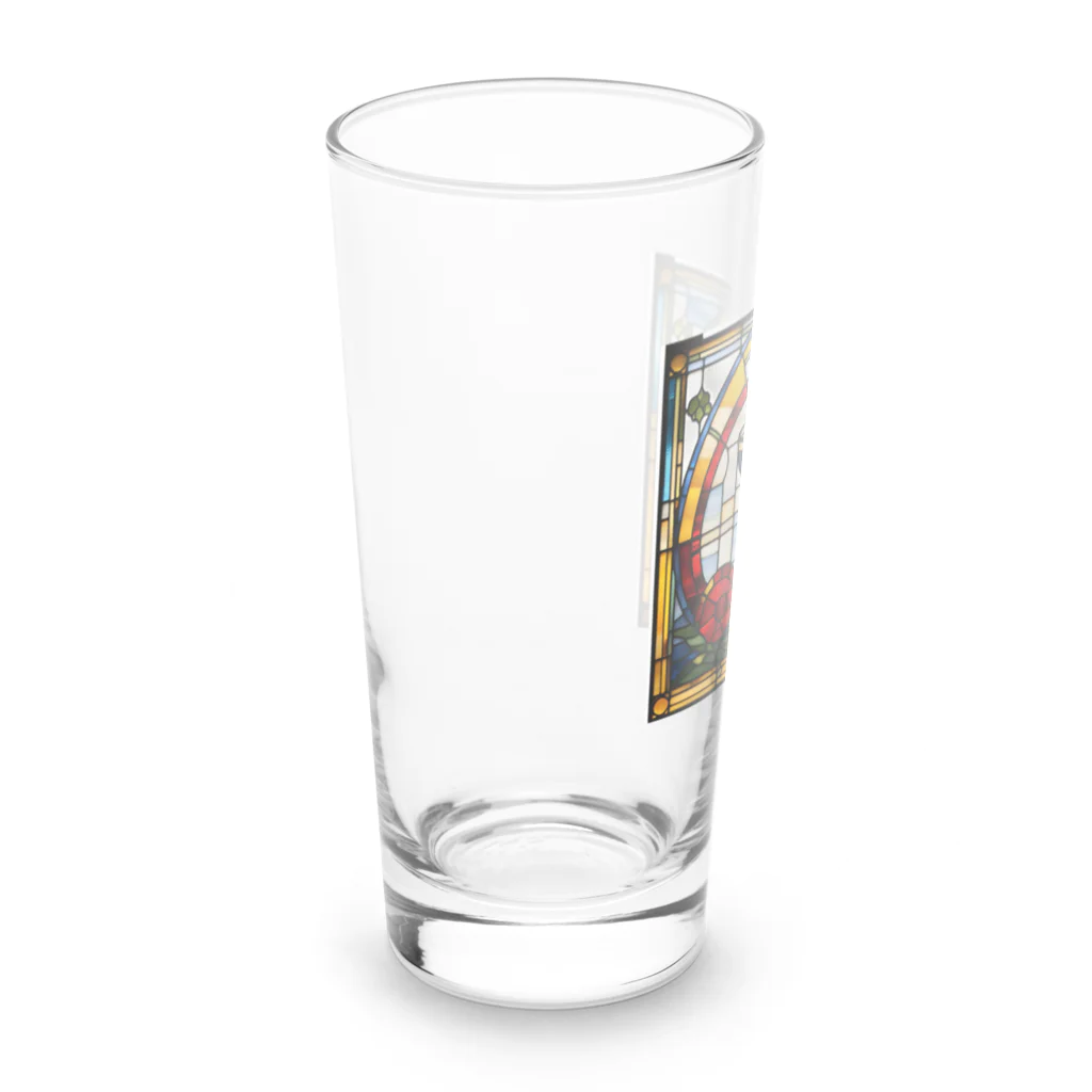 ReoReo-Artの青カクテルのステンドグラスアート Long Sized Water Glass :left