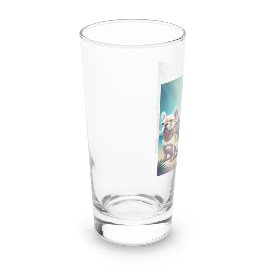 ChicCanvas Boutiqueのハワイアンで佇むフレンチブルドッグ達 Long Sized Water Glass :left