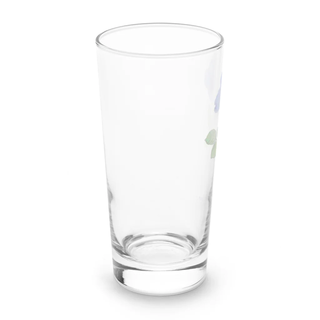 水色プリントの夢叶う青い薔薇 Long Sized Water Glass :left