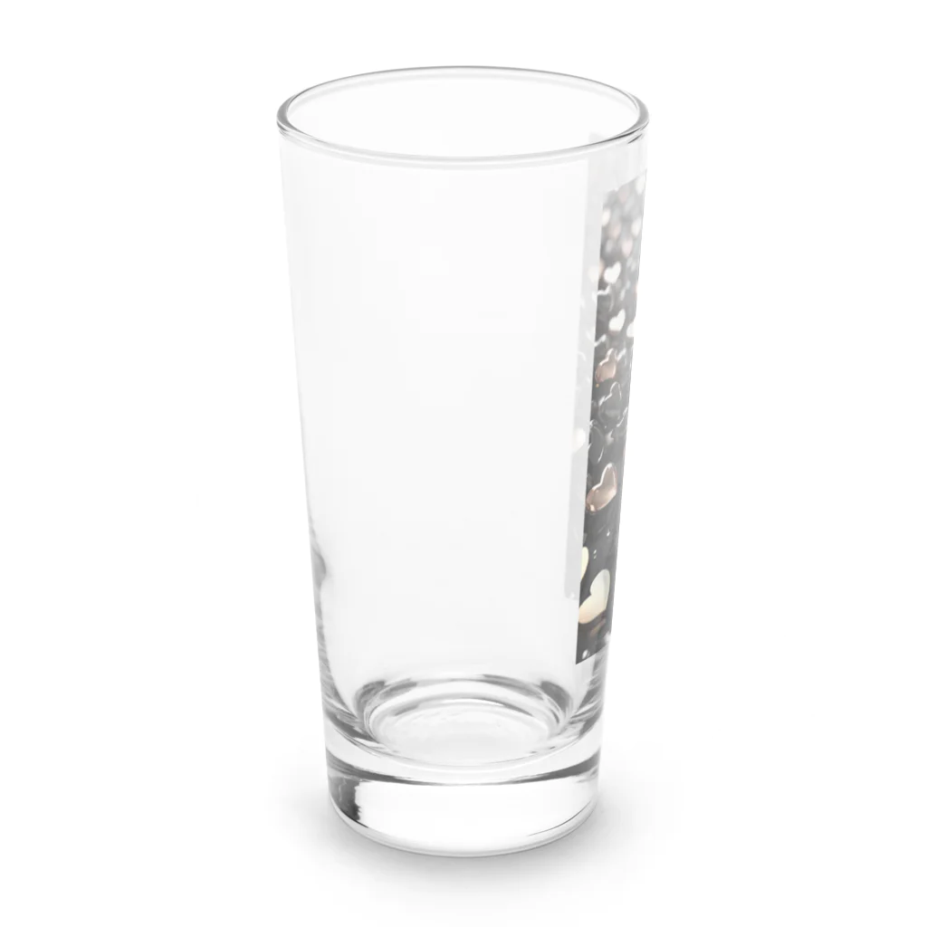 ハートと幾何学とお花のハート　黒0045 Long Sized Water Glass :left