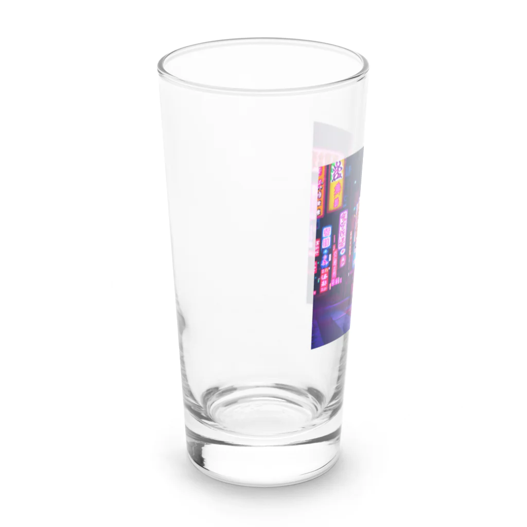 カラスと麻雀の中華的な夜の街並み Long Sized Water Glass :left