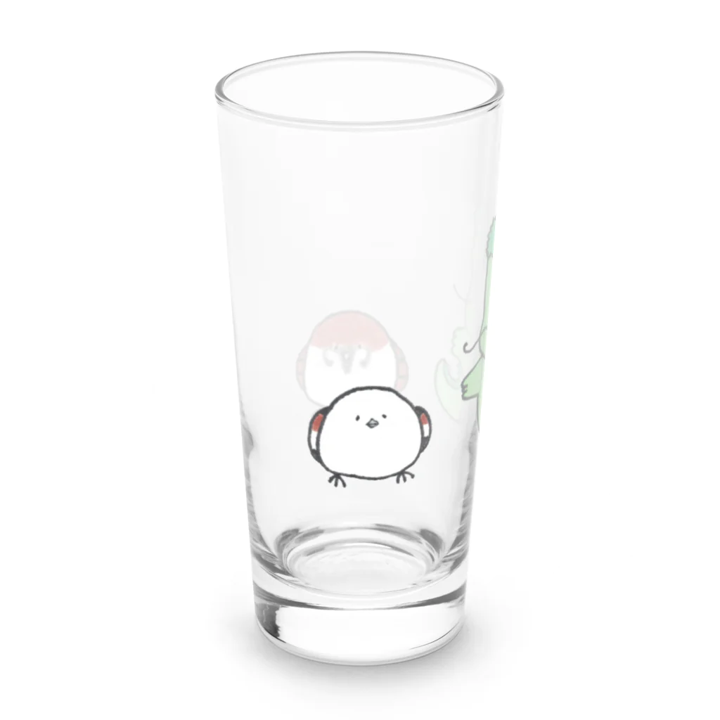 森図鑑の[森図鑑] 龍と雀とシマエナガ Long Sized Water Glass :left