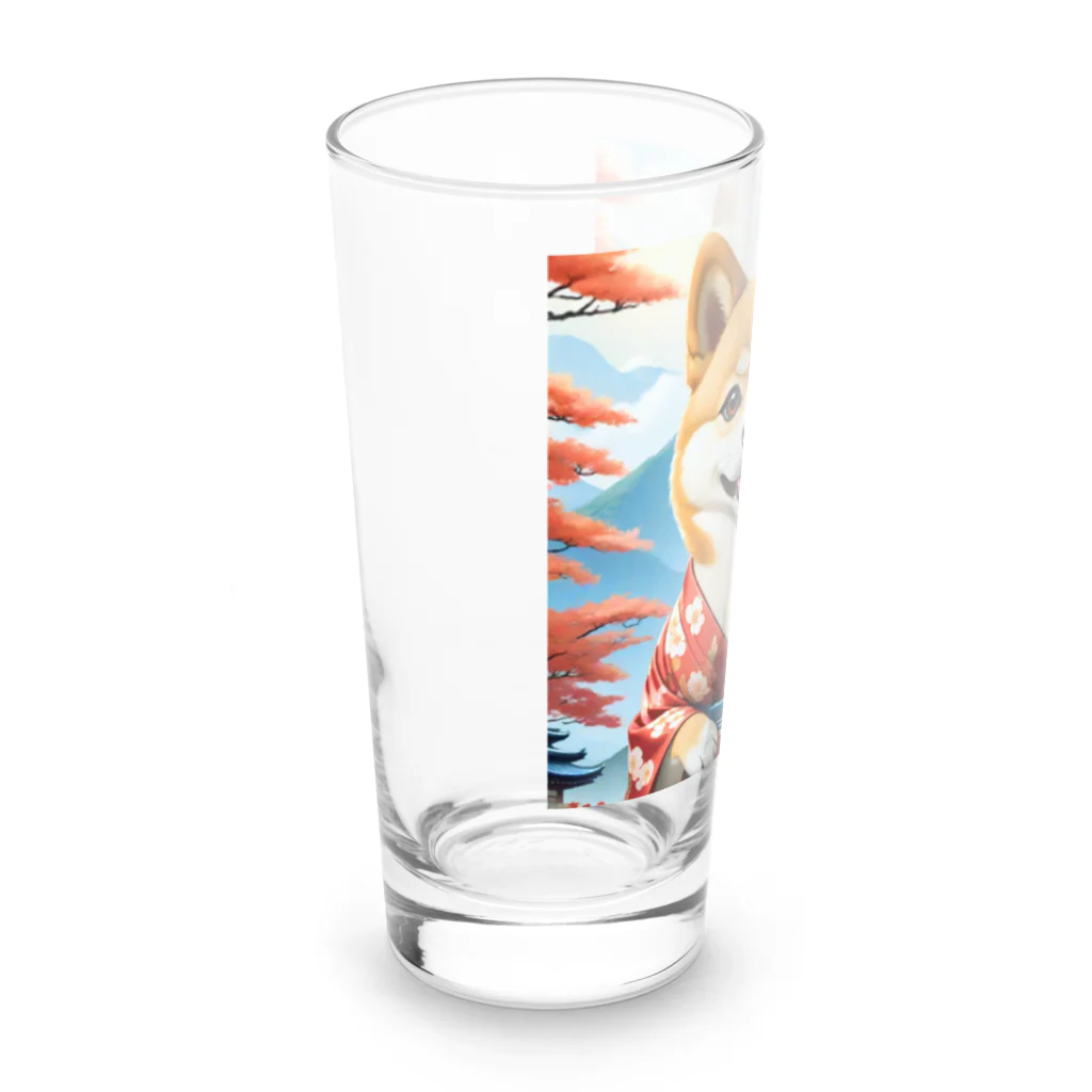 ポンキチはうすの着物姿の柴犬 Long Sized Water Glass :left