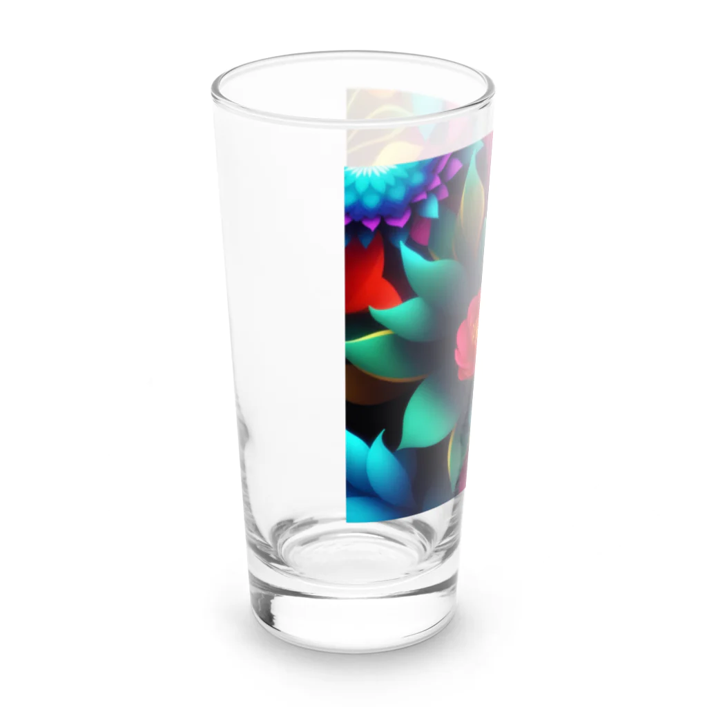 ポンキチはうすのカラフルフラワー..色鮮やかな花 Long Sized Water Glass :left