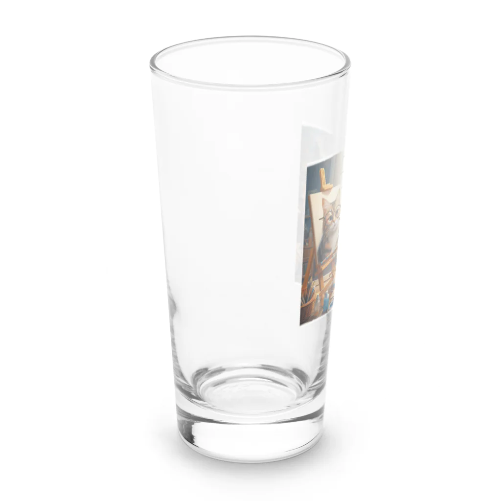 ニャーちゃんショップのネコを描くネコ Long Sized Water Glass :left