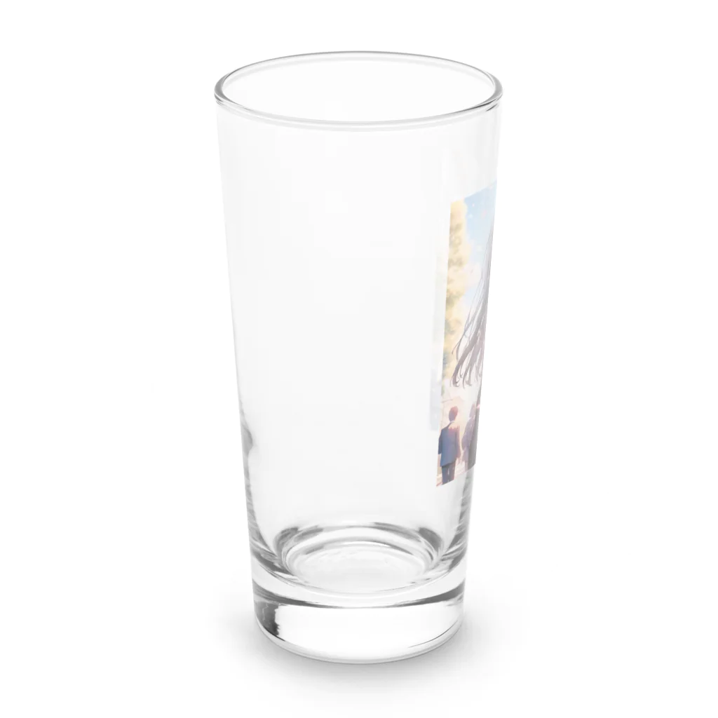 シロクマペンギンのブレザーセーラー服ミックス制服の女の子 Long Sized Water Glass :left