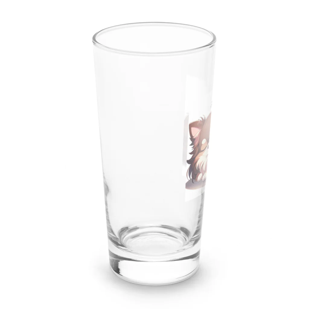 AutoArtistryのかわいいロングコートチワワ　アニメ風グッズ（おやすみバージョン） Long Sized Water Glass :left