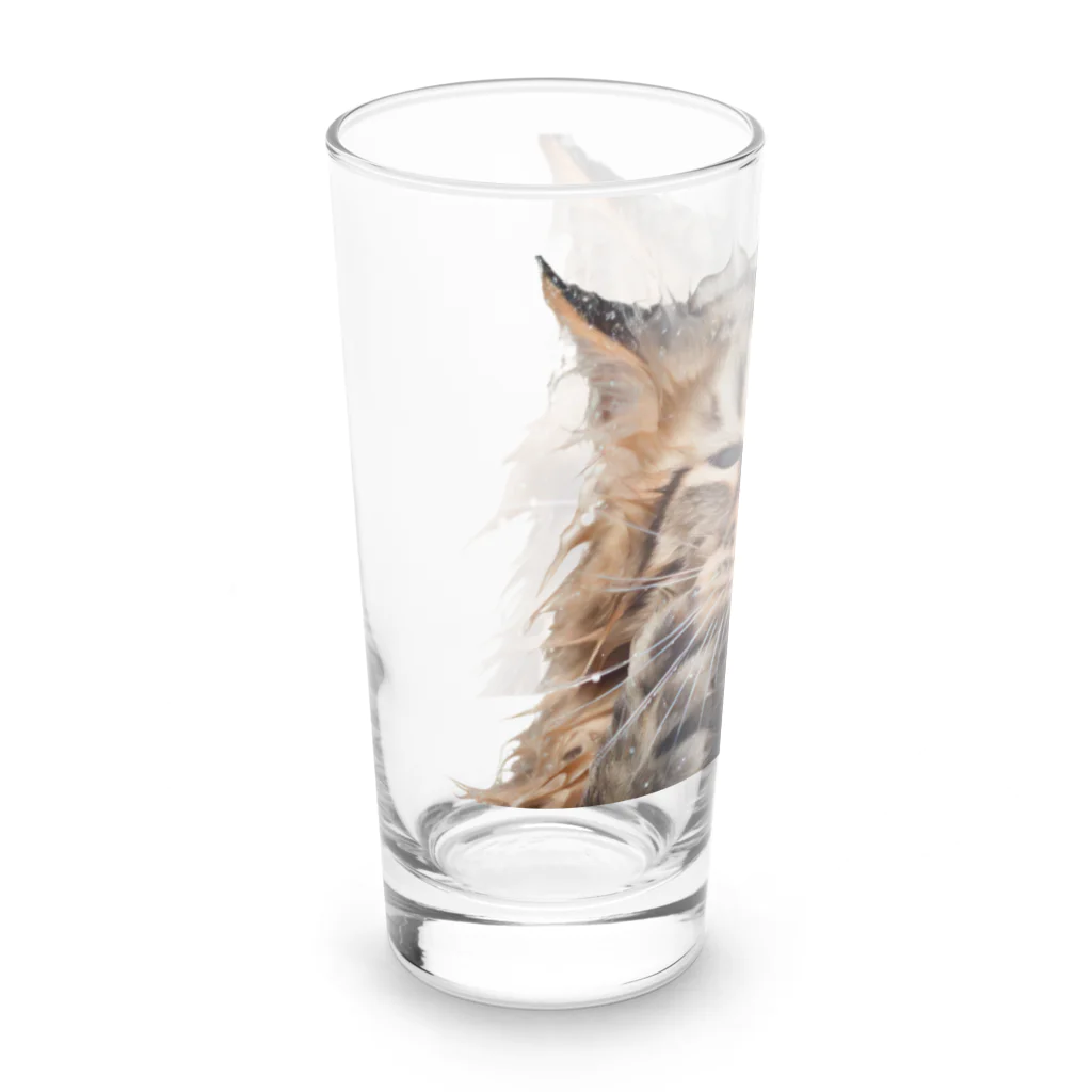日向ぼっこのずぶ濡れ猫 Long Sized Water Glass :left