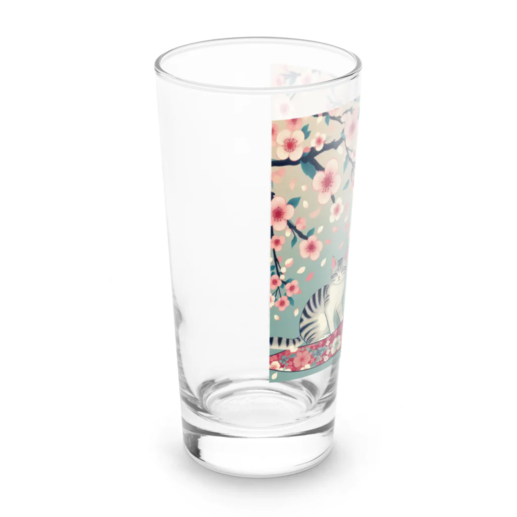 ParadigmStar　パラダイムスターの和風cat 見返り桜 Long Sized Water Glass :left