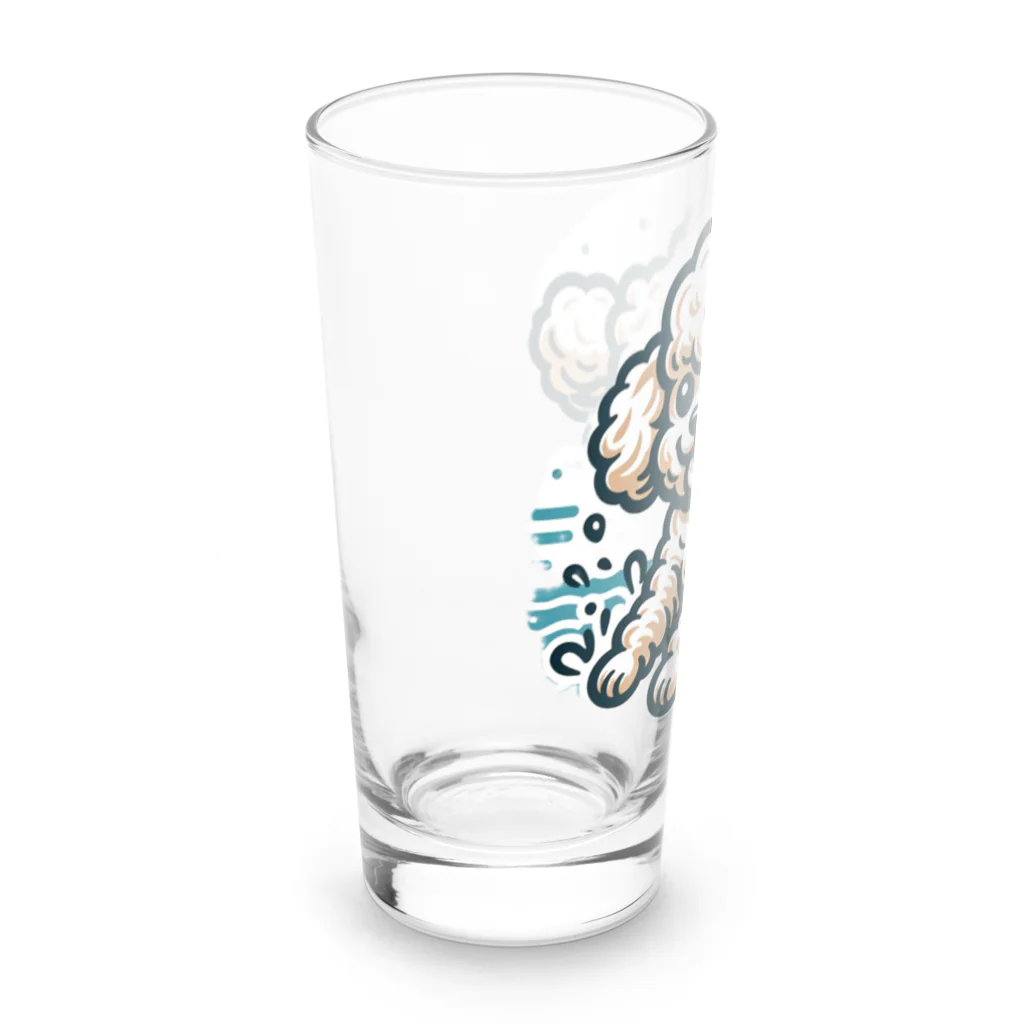 Tokyo_Doodleのもふもふアプリコット　トイプードル　みずあそび Long Sized Water Glass :left