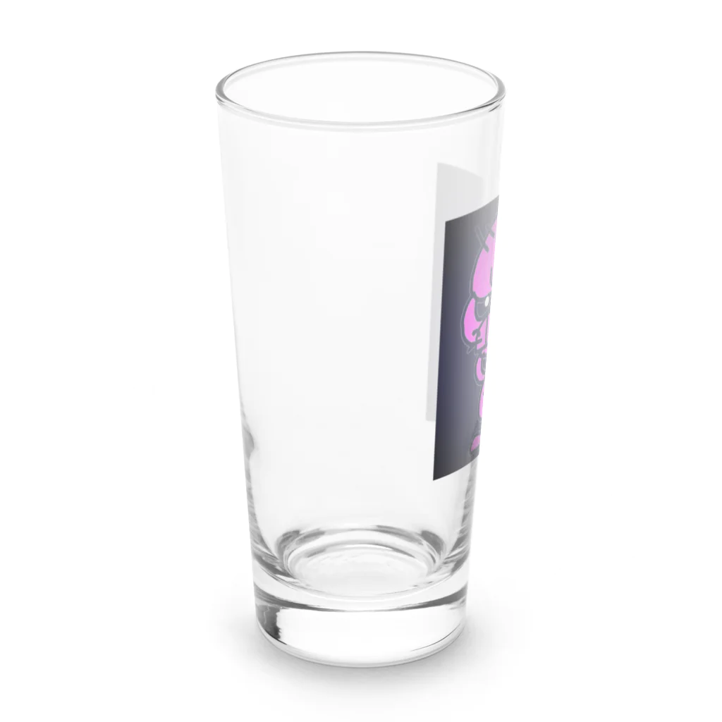 シマシマSHOPのもんていず(濃桃) Long Sized Water Glass :left