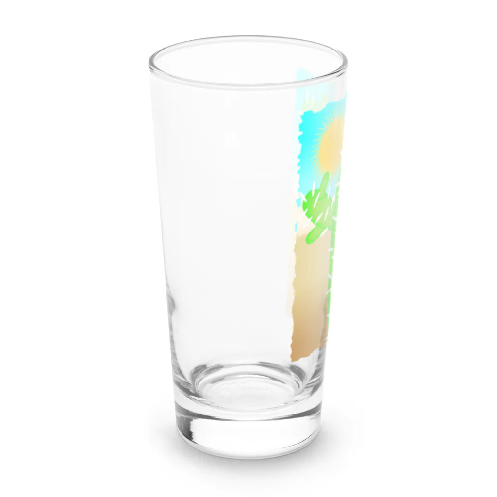 ファンシーTシャツ屋の砂漠の太陽とサボテン Long Sized Water Glass :left