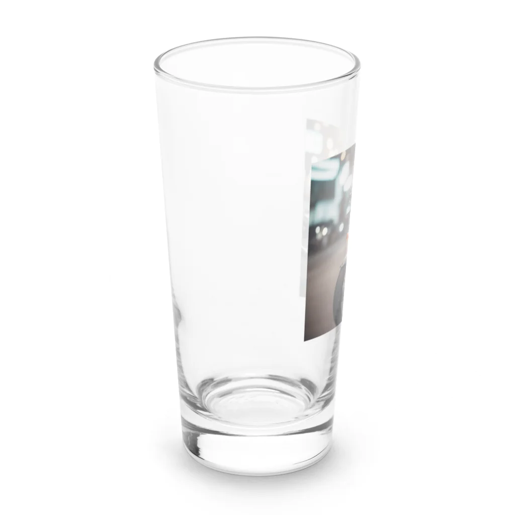 くろねこの雑貨屋のバイクに乗っているワンちゃん Long Sized Water Glass :left