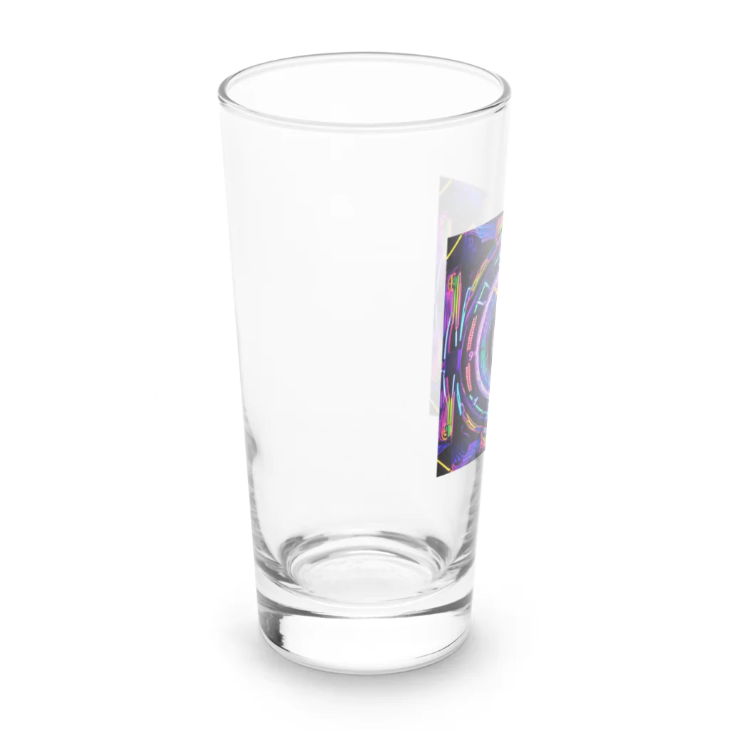 マッドシンの時計が自分自身を見る　ネオンカラーの輝く光 Long Sized Water Glass :left