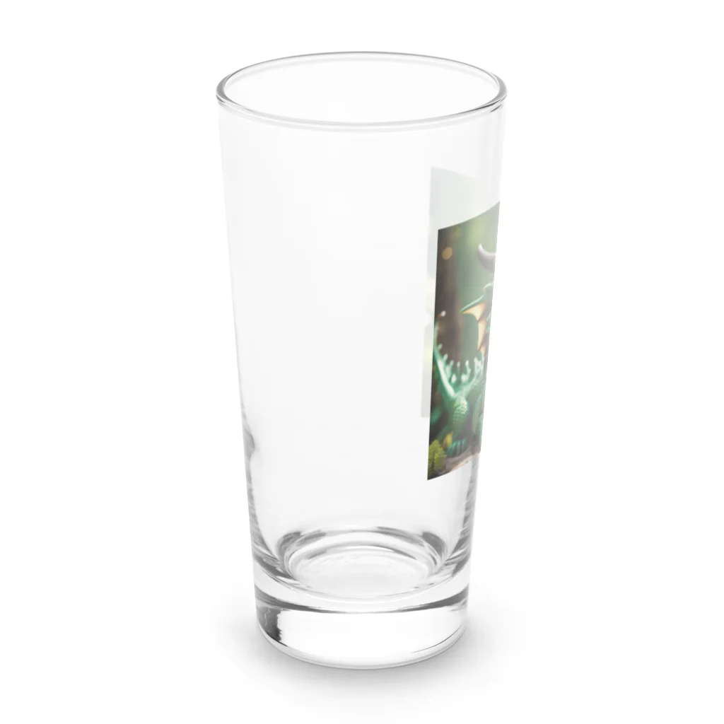 Sunbathingの新緑の森で木漏れ日を浴びて喜んでいる竜 Long Sized Water Glass :left