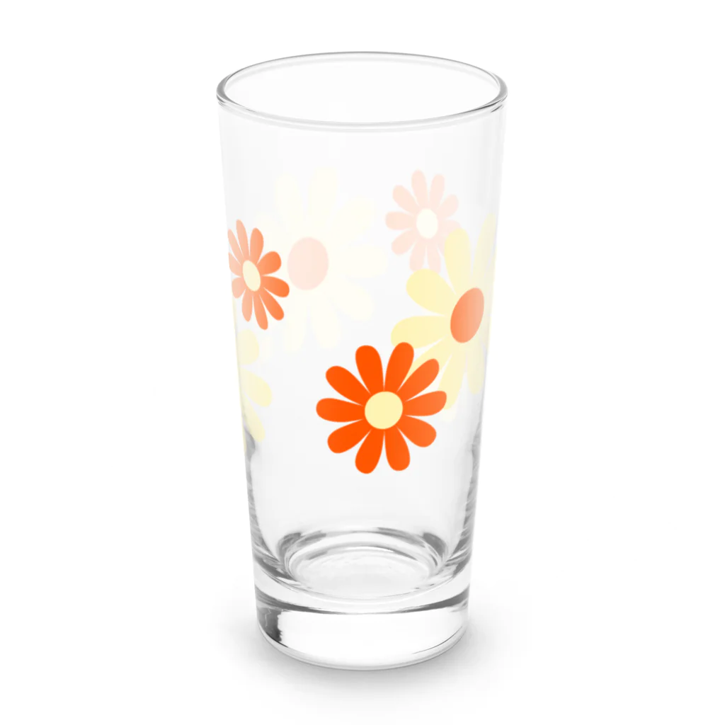 kazeou（風王）のレトロ風花(8枚)黄・オレンジ Long Sized Water Glass :left