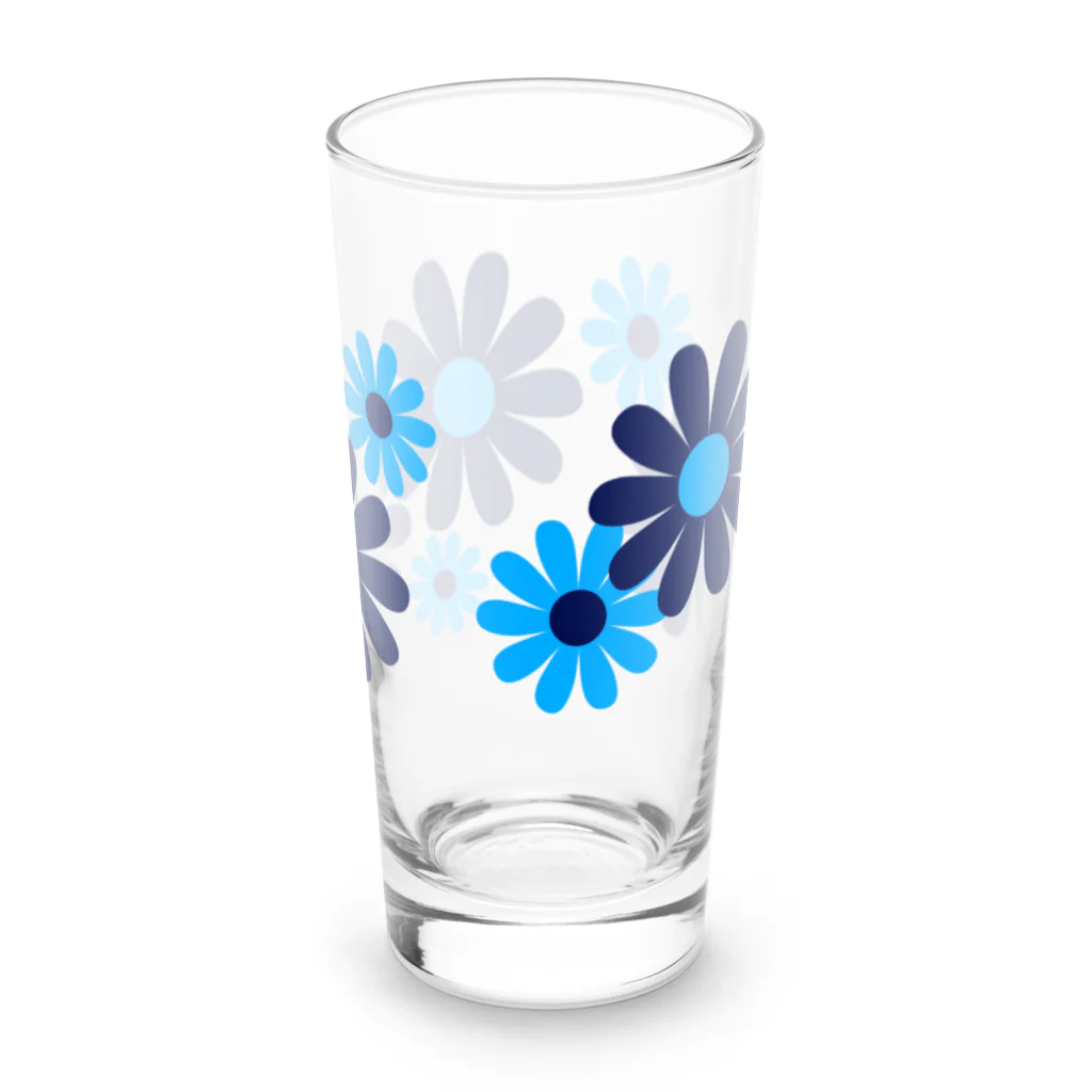 kazeou（風王）のレトロ風花(8枚)青・水色 Long Sized Water Glass :left
