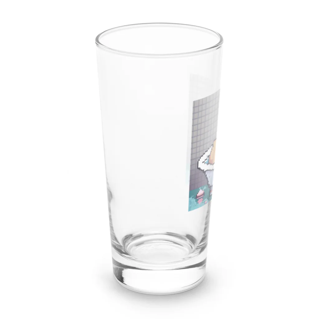 wakuwaku26のお風呂に入るボス猫 Long Sized Water Glass :left