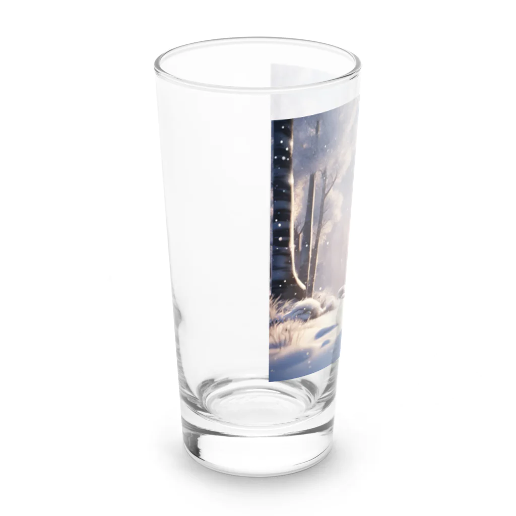 waterpandaの冬景色とパンダ Long Sized Water Glass :left