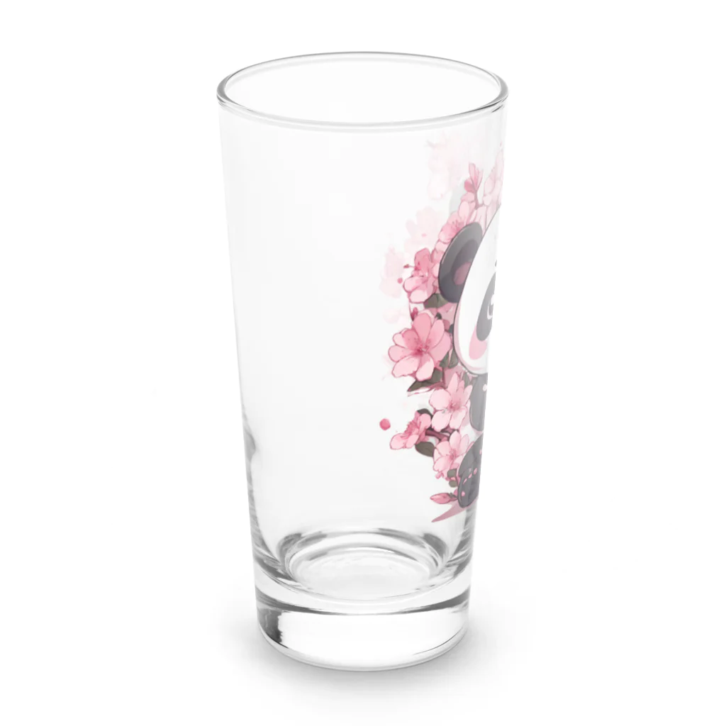 waterpandaの満開桜とパンダ Long Sized Water Glass :left