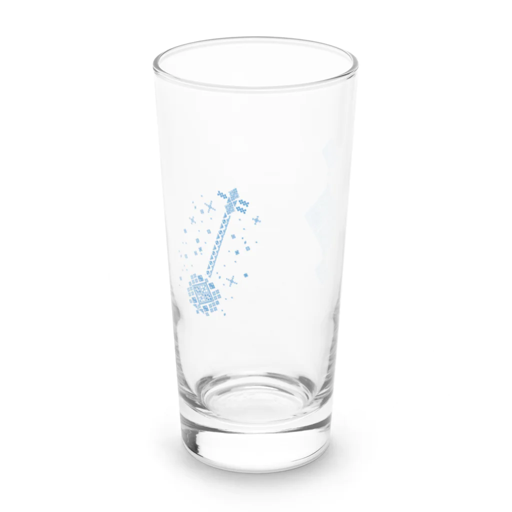 三味線が好きすぎて…の三味線とこぎん風デザイン（青） Long Sized Water Glass :left