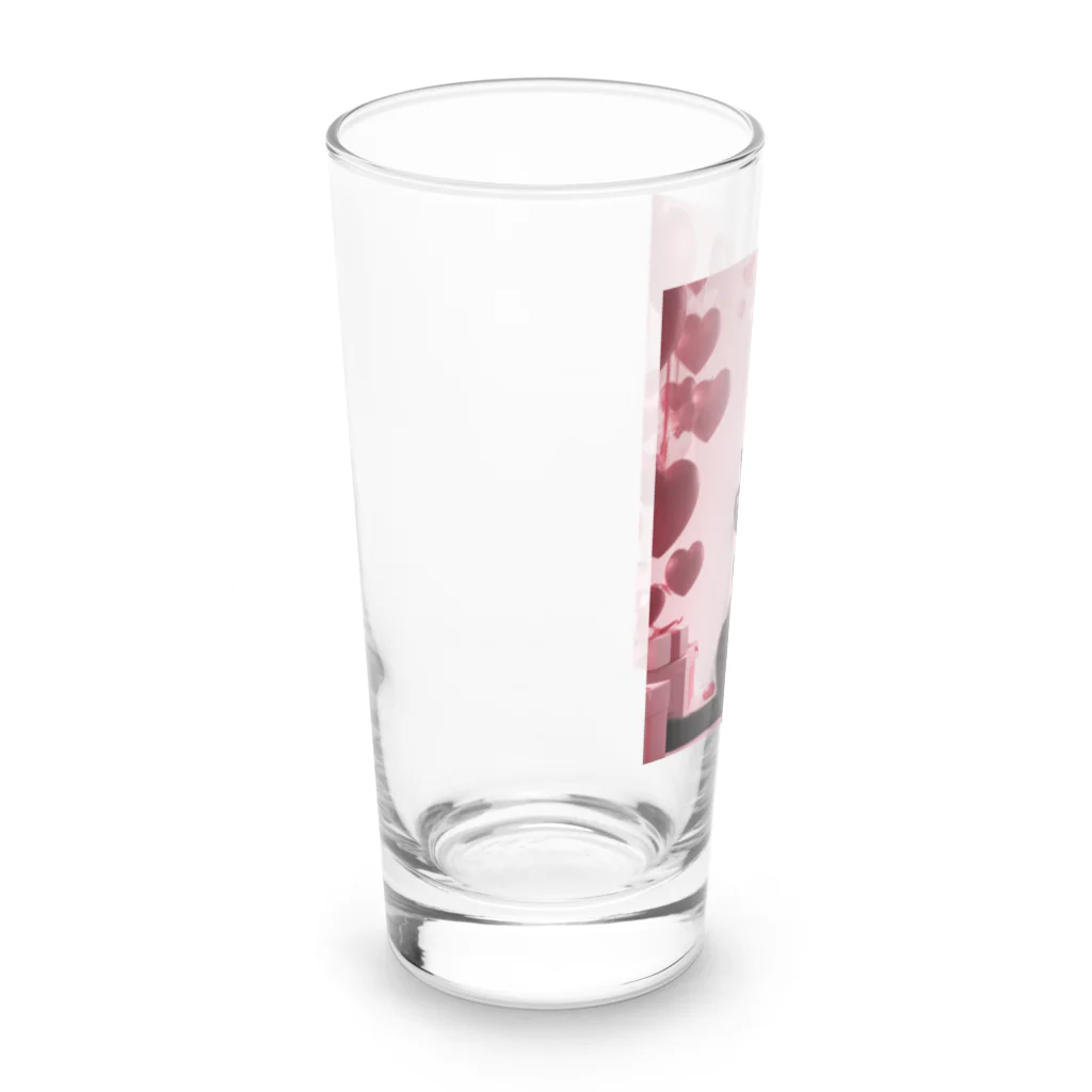 クロネコ屋のクロネコとハート Long Sized Water Glass :left