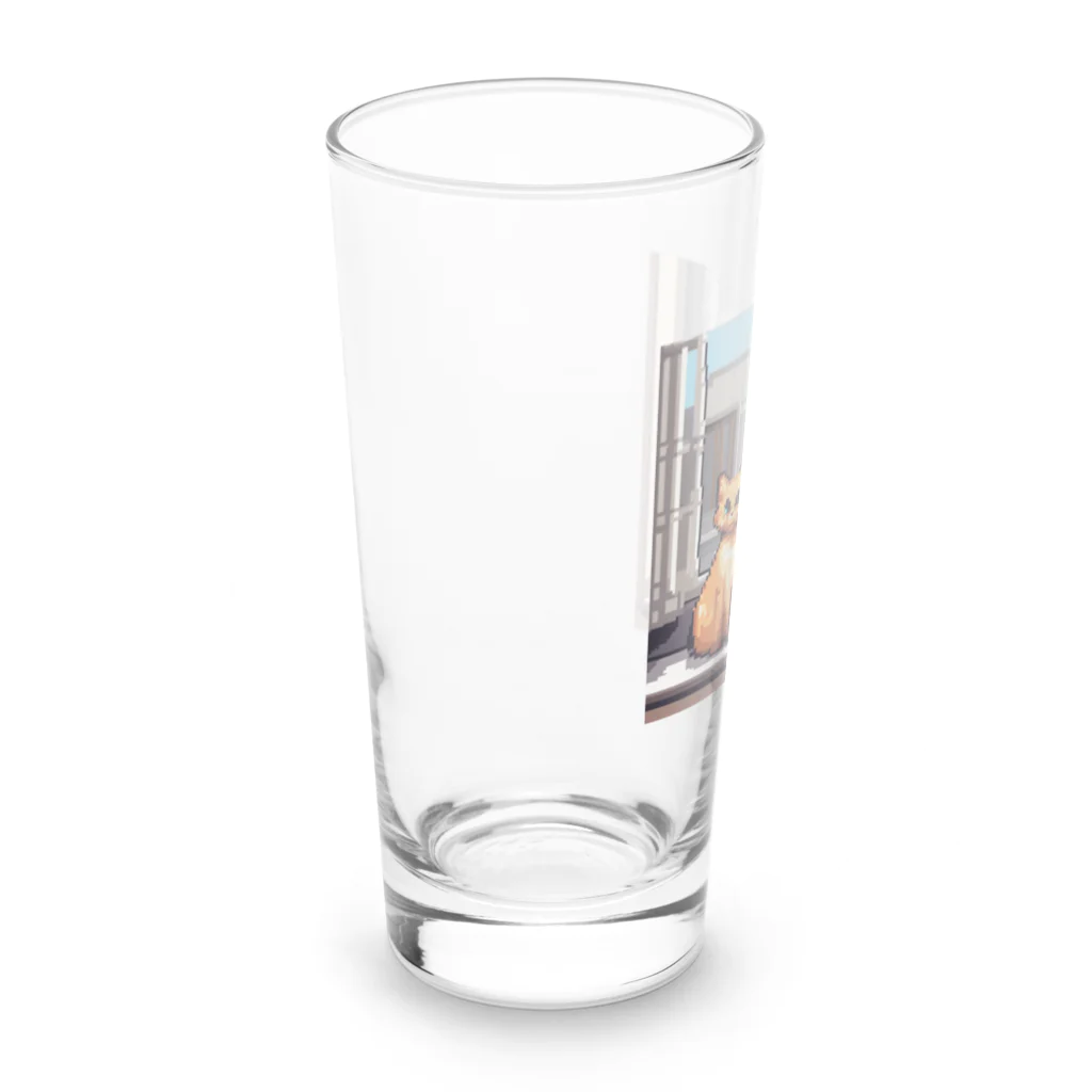 ドット絵ねこさんの窓前お座り猫さん Long Sized Water Glass :left