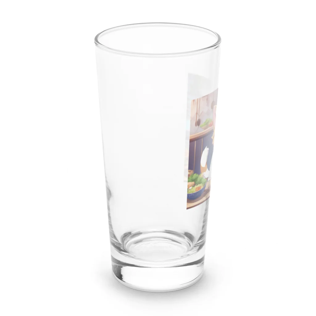 ネコのお部屋のパティシエデビューのネコ Long Sized Water Glass :left