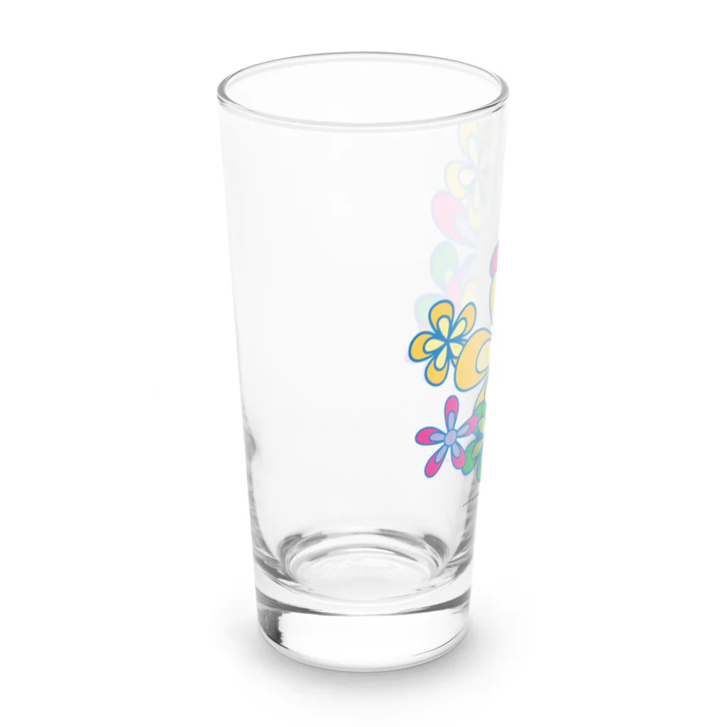 ファンシーTシャツ屋のカラフルフラワーアート Long Sized Water Glass :left