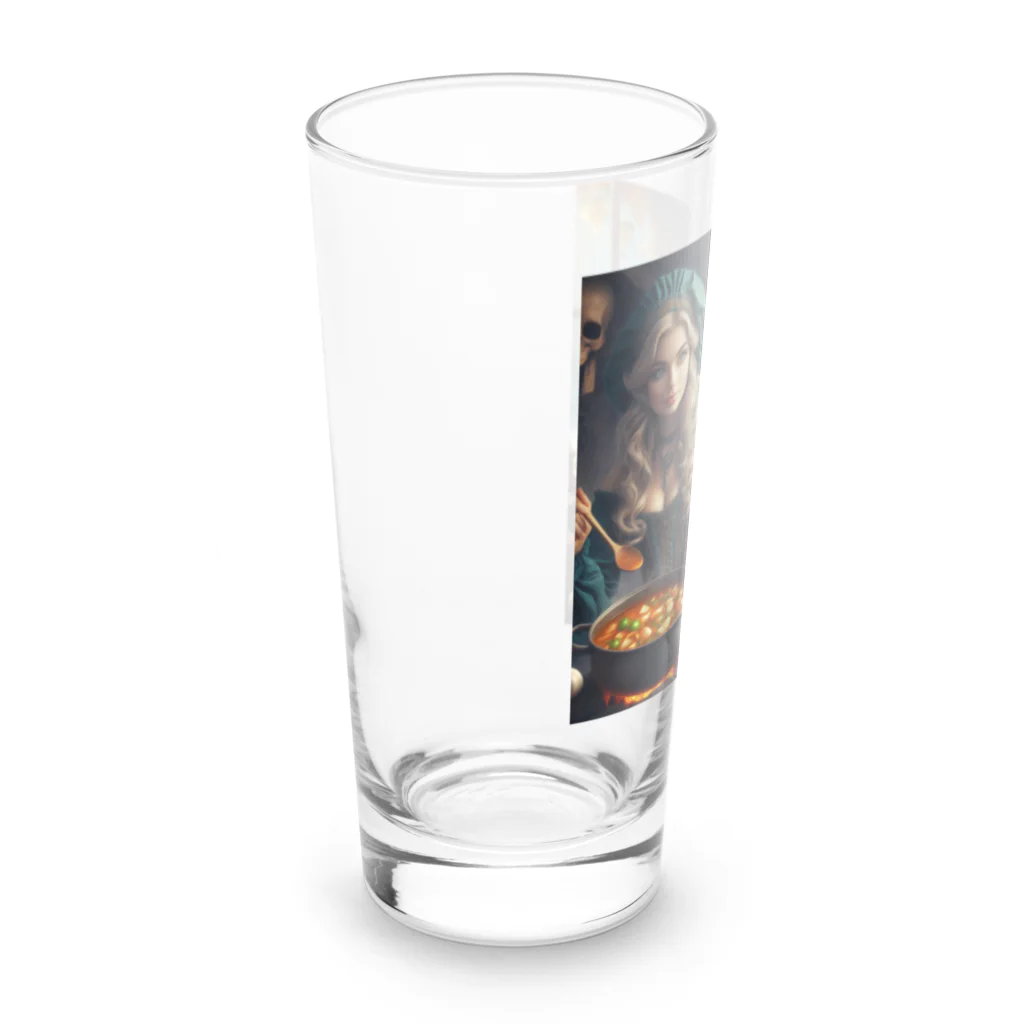 チワワンSHOPの煮物を作る美女とチワワ5 Long Sized Water Glass :left