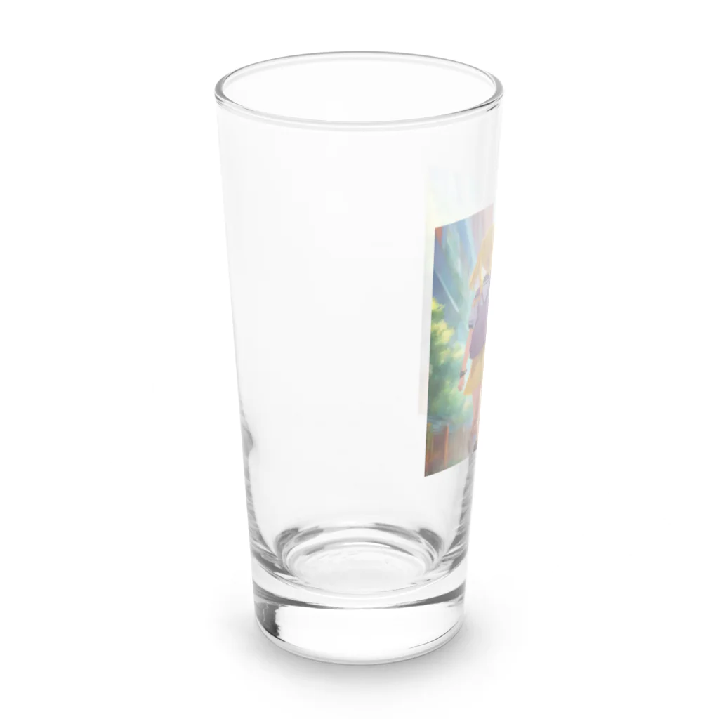 アニメ好きの野生味溢れる店J JK専門店の下校道の二人組の金髪JK  Long Sized Water Glass :left