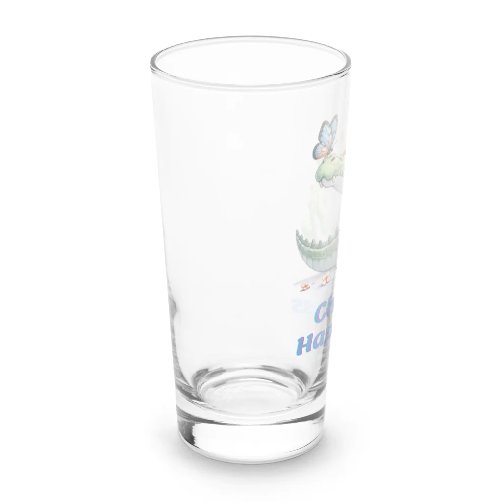 ワニ部（crocodile club)の蝶とワニさん Long Sized Water Glass :left