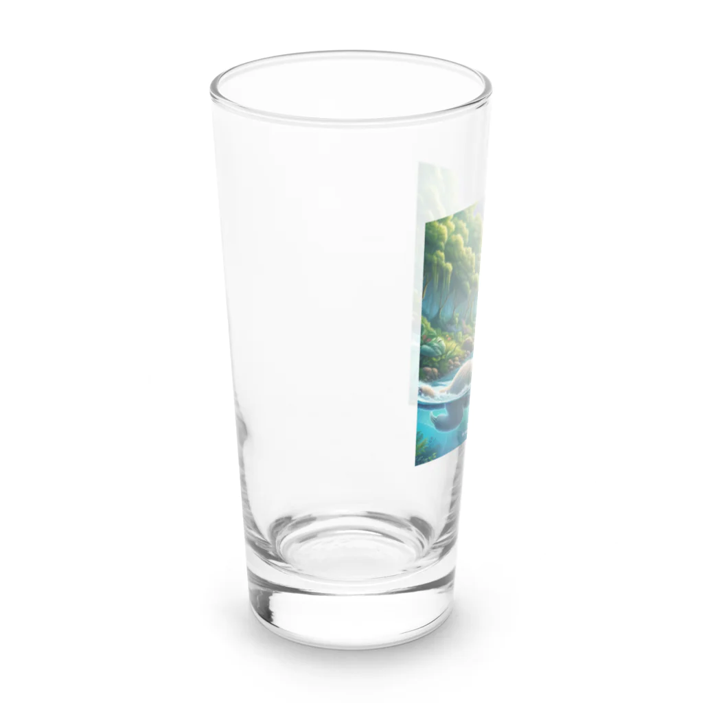 k.a.u.j.7の時間の流れを象徴する川の中でゆったりと泳ぐ、ナマケモノの姿🌿 Long Sized Water Glass :left