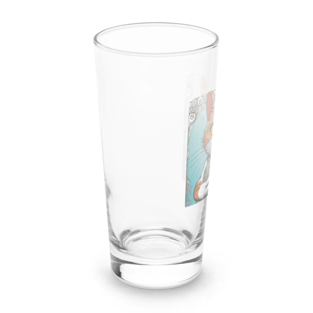 にゃんこーねこの瓶持ち猫 Long Sized Water Glass :left