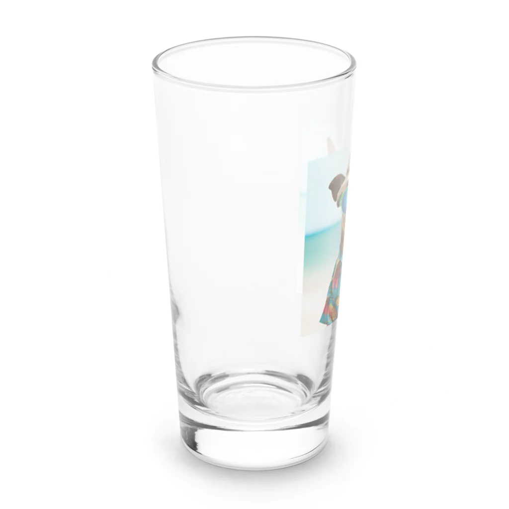 MACOCCHIのハワイアンスタイル全開！アロハシャツを着こなすかわいいワンちゃん♪ Long Sized Water Glass :left