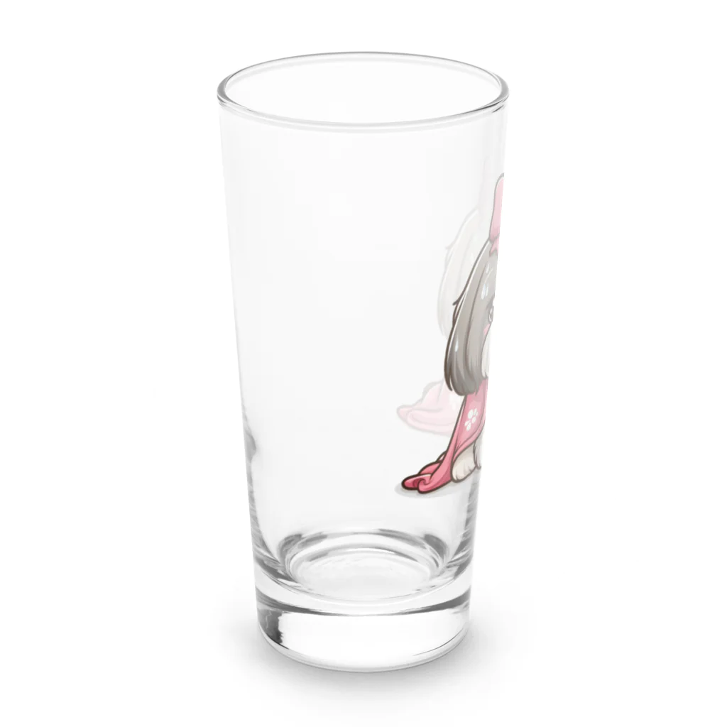 ワンコとにゃんちゃんズの毛布にくるまるシーズー Long Sized Water Glass :left