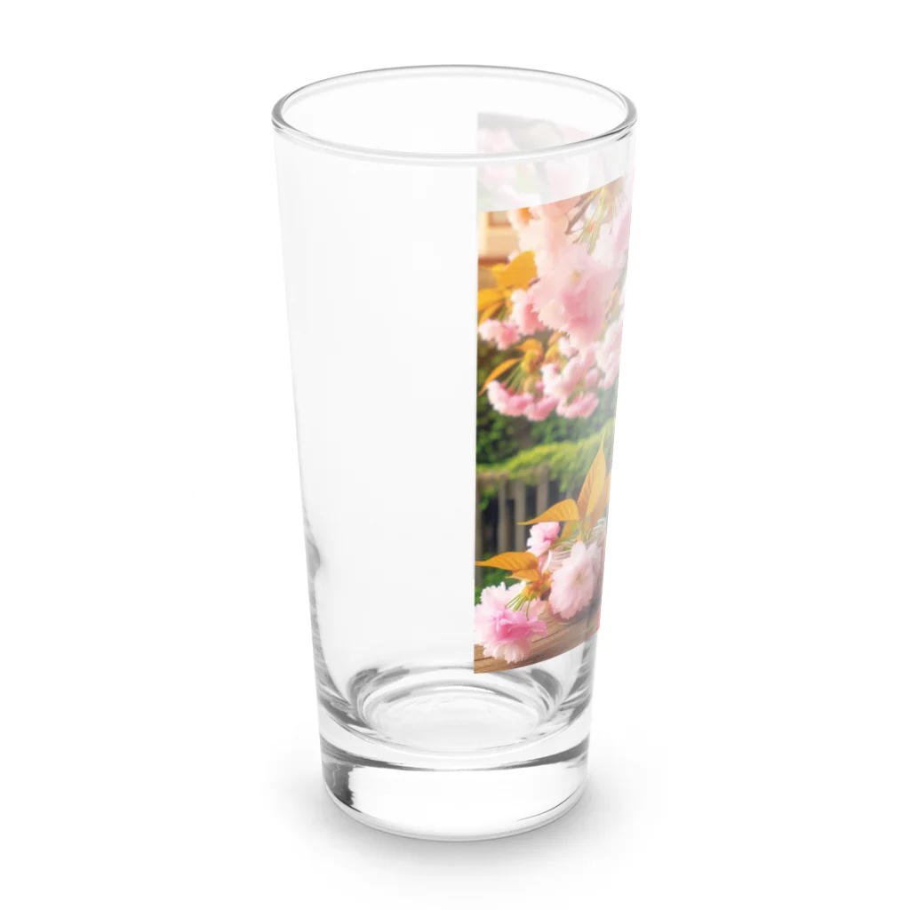 猫と紡ぐ物語の春の訪れを告げる桜満開 Long Sized Water Glass :left