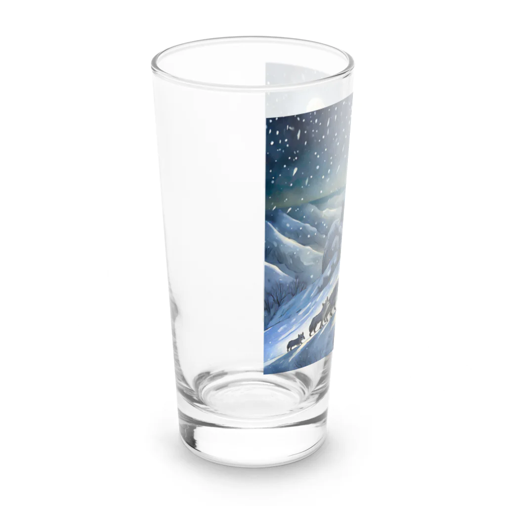 DREAMHOUSEの雪山のオオカミの群れ Long Sized Water Glass :left