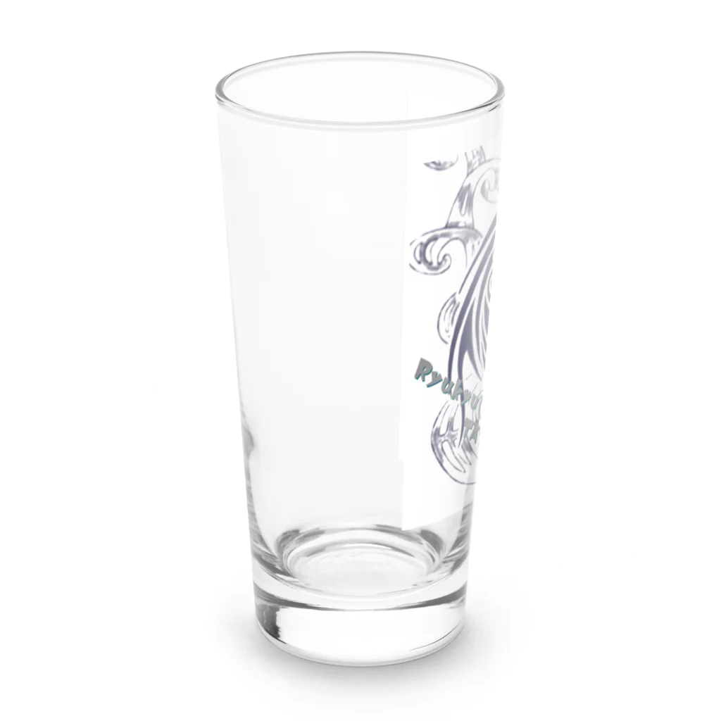Licca's LickのRyukyu traditional シーサー(絣柄　波) Long Sized Water Glass :left