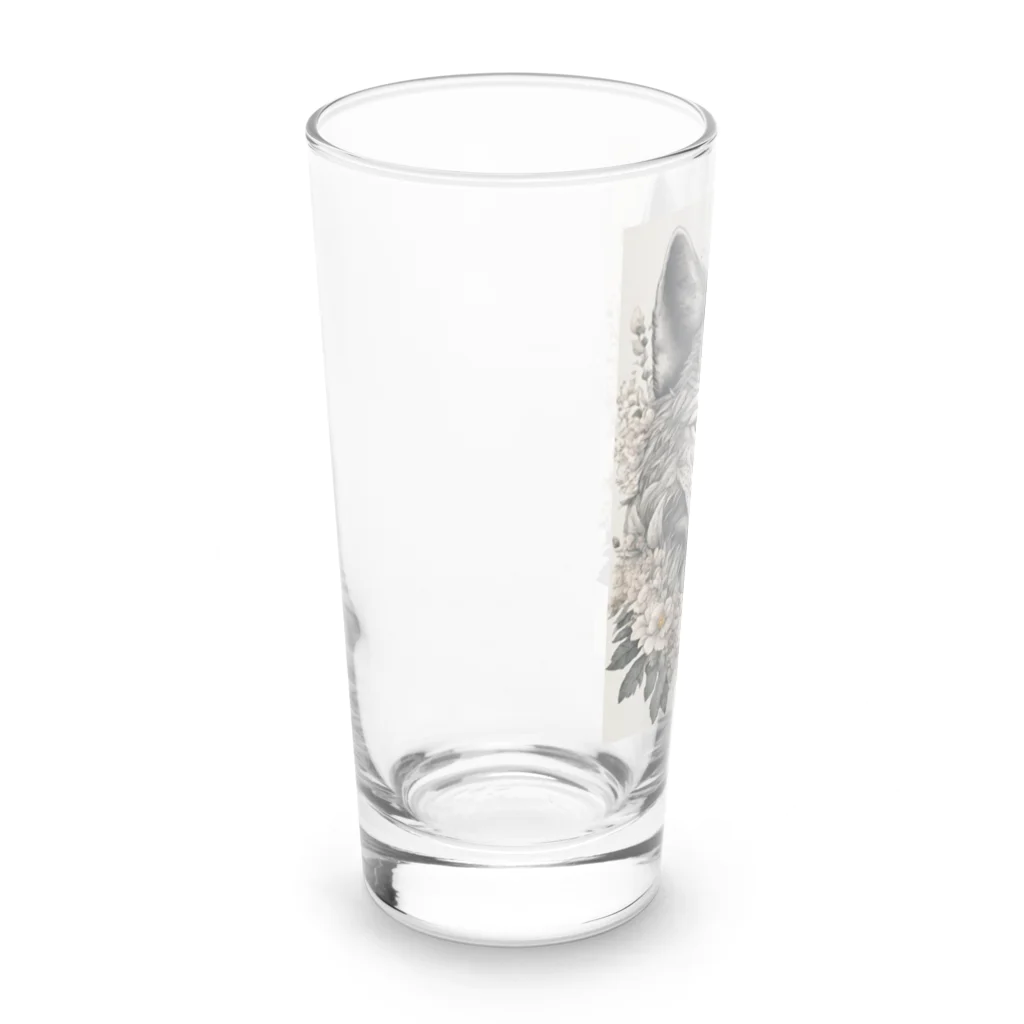 狼迅會の華と曼荼羅モチーフの狼 Long Sized Water Glass :left