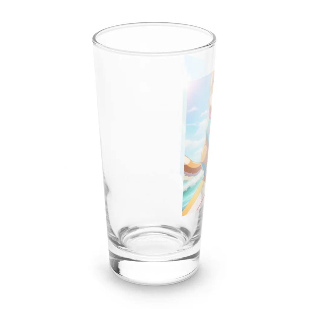 Lee17のサーフィンする柴犬 Long Sized Water Glass :left