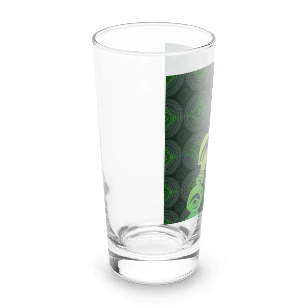 mirinconixの緑のぐるぐる模様とレトロなロボットのシルエット Long Sized Water Glass :left