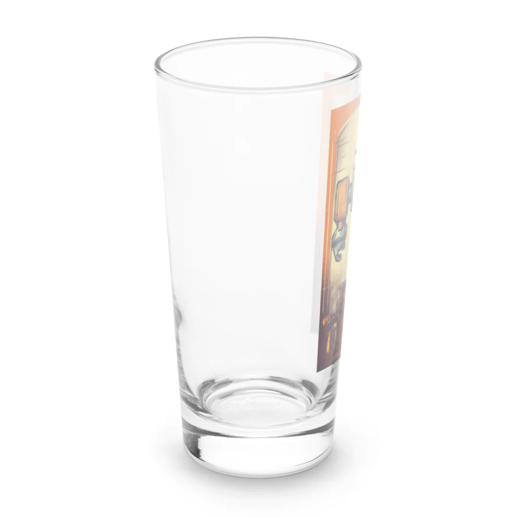 mirinconixのブリキのヴィンテージ風ロボットのイラスト Long Sized Water Glass :left