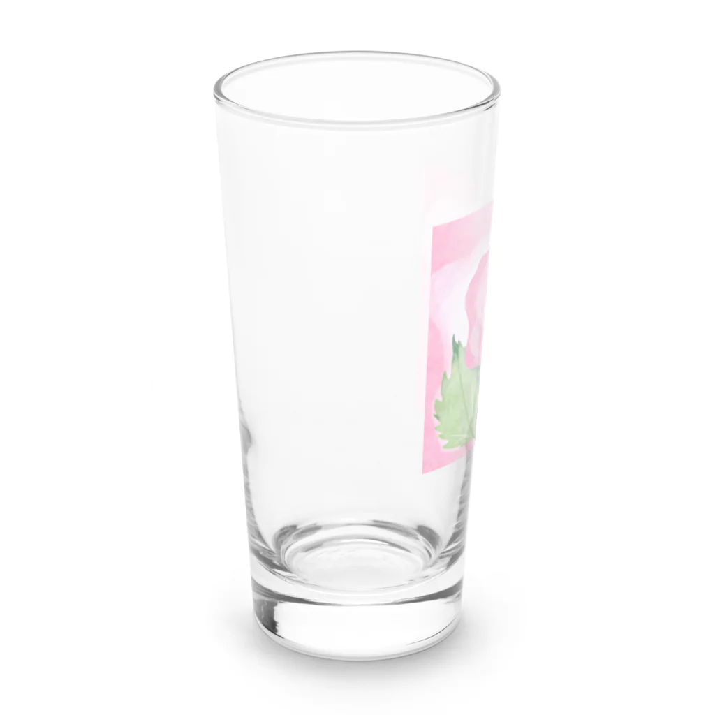 ピンク系水彩画のピンクのバラ Long Sized Water Glass :left