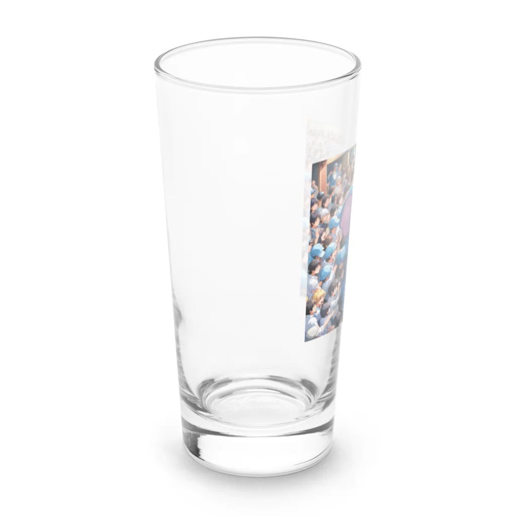 にっくすSTOREの人ごみで押されたり、ぶつけられる青いゾウ Long Sized Water Glass :left